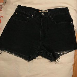 Vintage Levi's High-Waisted Black Corduroy Shorts